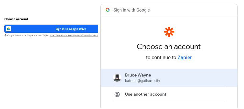 Choose Google account